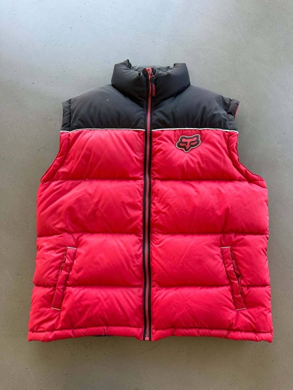 Fox Racing Puffer Vest Red and Black Zip Up